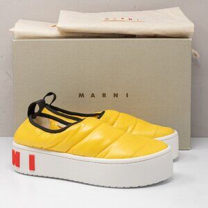 Marni Yellow Quilted Puffy Nylon Slip On Sneakers, Size 36 EU (6 US)